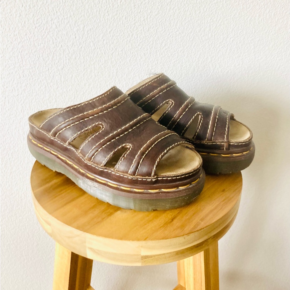 RARE Vintage 1990’s Dr Martens Brown Leather Sandals Docs Platform Shoes